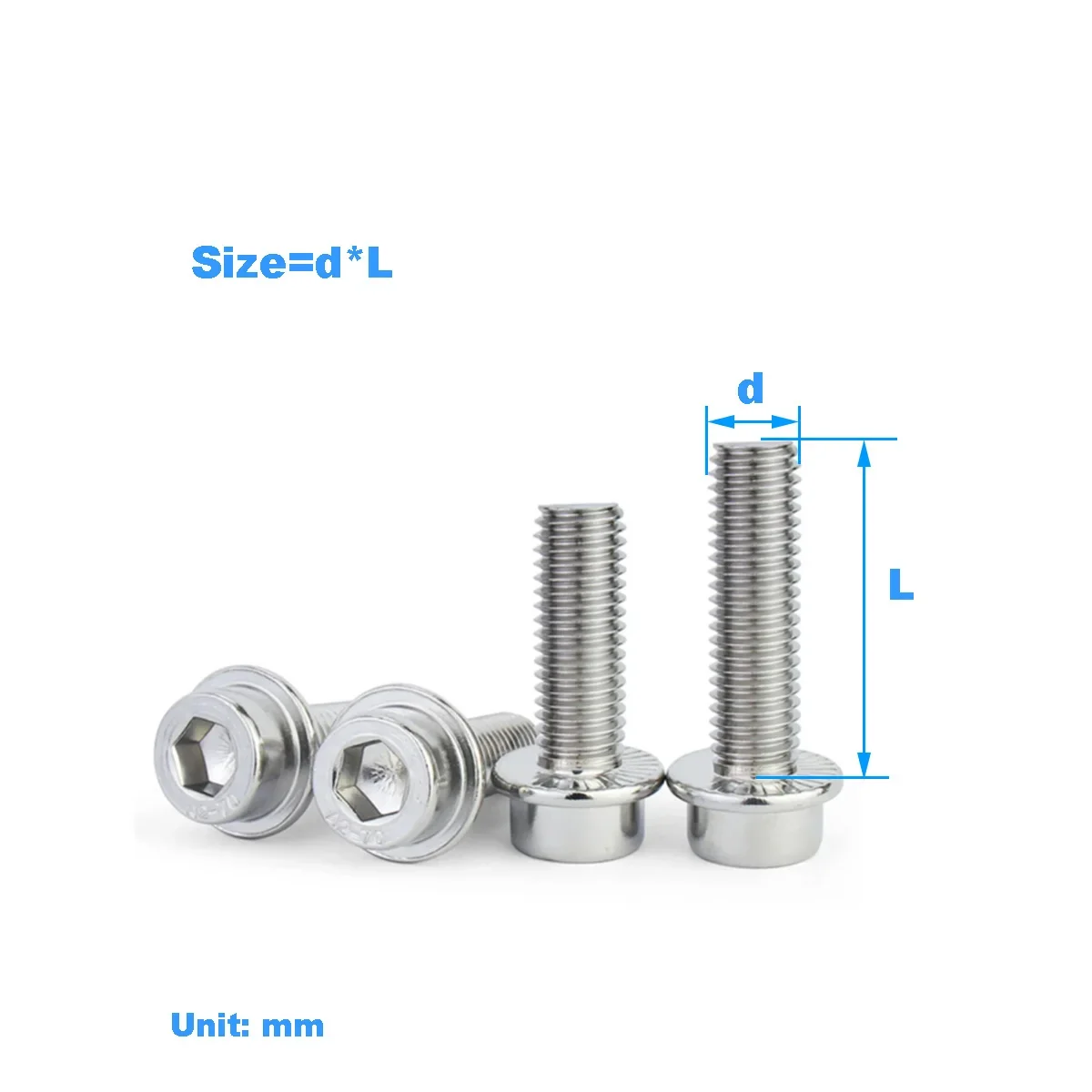 

304 Stainless Steel Cylindrical Head Flange Internal Hexagonal Screw / Bolt M5M6M8M10M12