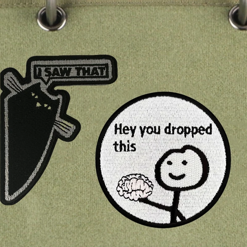 Lustiges Meme-Katzen-Stickerei-Hakenabzeichen „I Saw That“-Aufnäher, militärisch „hey You Dropped This“ Your Brain Rucksack, taktische Aufkleber