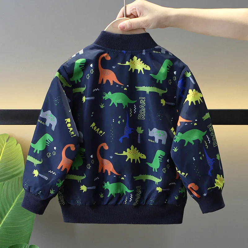 Boys Jackets Spring Autumn Kids Zipper Thin Windbreaker Coat Casual Cartoon Dinosaur Baby Outerwear Children Clothes 2-8 Years kids jackets