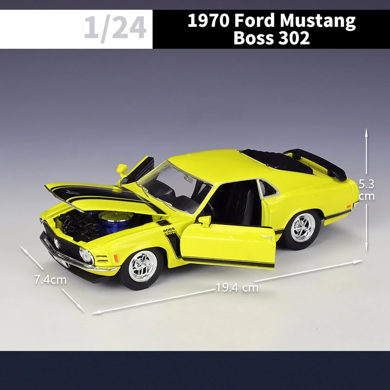 

WELLY 1:24 1970 Ford Mustang BOSS 302 металлическая модель автомобиля из сплава, миниатюрная модель автомобиля в масштабе, детские игрушки, подарки