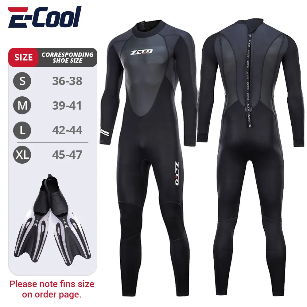 

Neoprene Diving Suit for Men Swimming Fins Scuba Snorkeling Flipper Surfing and Spearfishing One Piece Swimwear Keep Warm 3mm