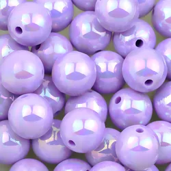 Vibrant 16mm Round UV Glitter Acrylic Beads for DIY Jewelry and Accessories (Purple)