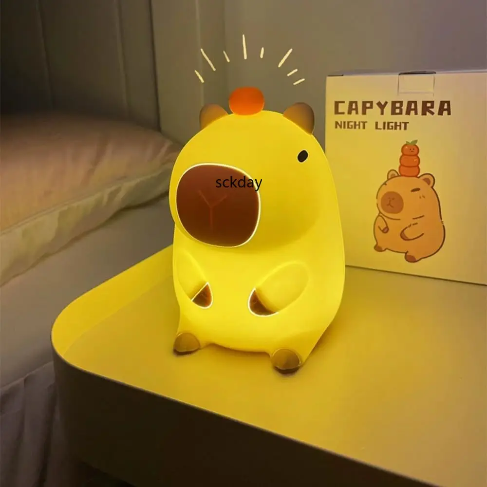 Adorkable-Veilleuse LED en Silicone Capybara avec Capteur Tactile