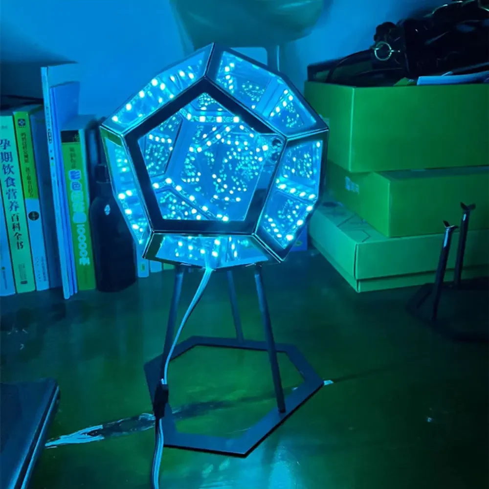 

Креативный крутой бесконечный Dodecahedron со светодиодной подсветкой, регулируемый цвет, украшение мебели, атмосферная лампа, подарок на день рождения