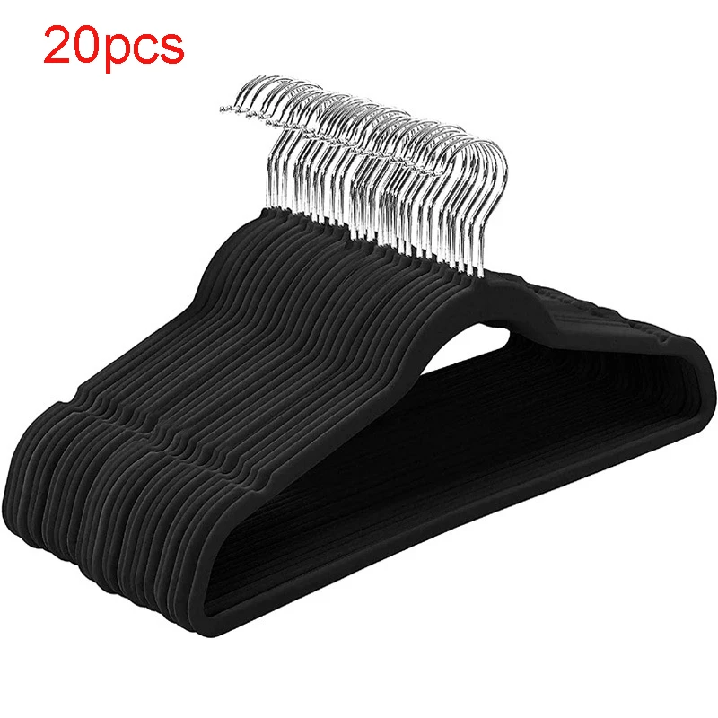 Slim Velvet Non-Slip Suit Hanger Durable Space Saving Hanger Shoulder Slot 20pcs