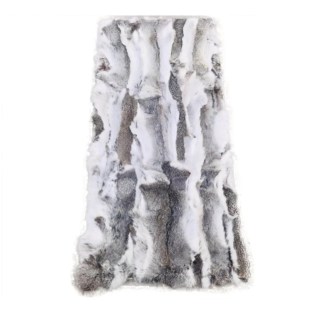 Genuine Rabbit Fur Blanket Real Rabbit Fur Throw Natural Bedspread Rug Leather Carpet Soft Plate
