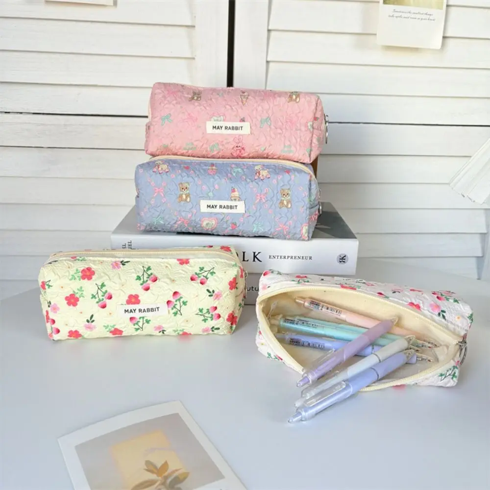 جديد الأزهار القلم حقيبة متعددة الوظائف طالب مقلمة...