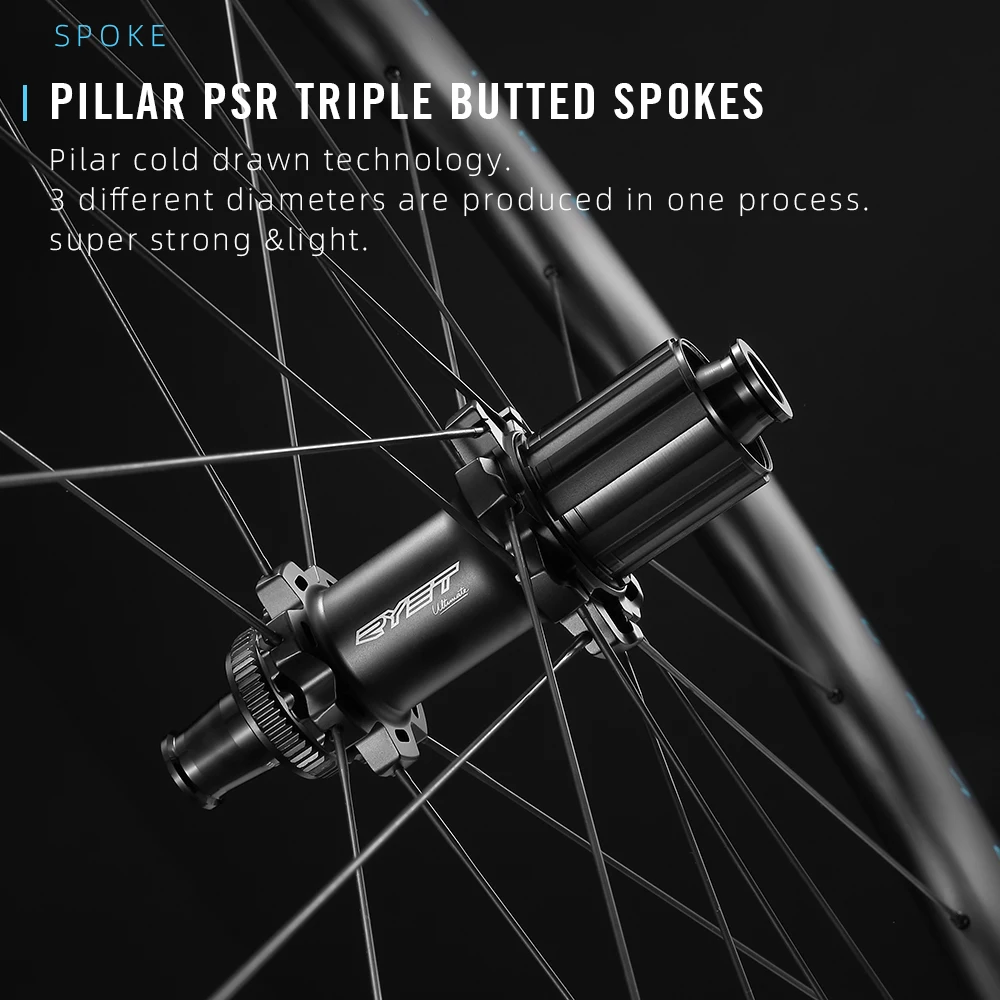 RYET Road Carbon Wheels 50mm Sinusoidal Bicycle Rimsets 22mm Tubeless Clincher Disc Brake 36T Ratchet Hub