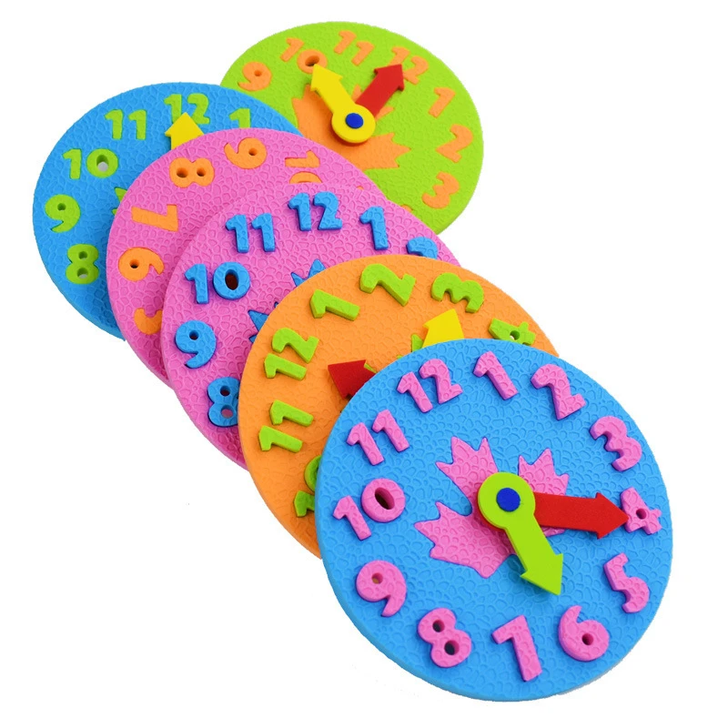 Math Teaching Aids Educational Toys Teaching Kindergarten Manual Diy Eva Clock Early Learning Baby Kids Montessori Math Toys
