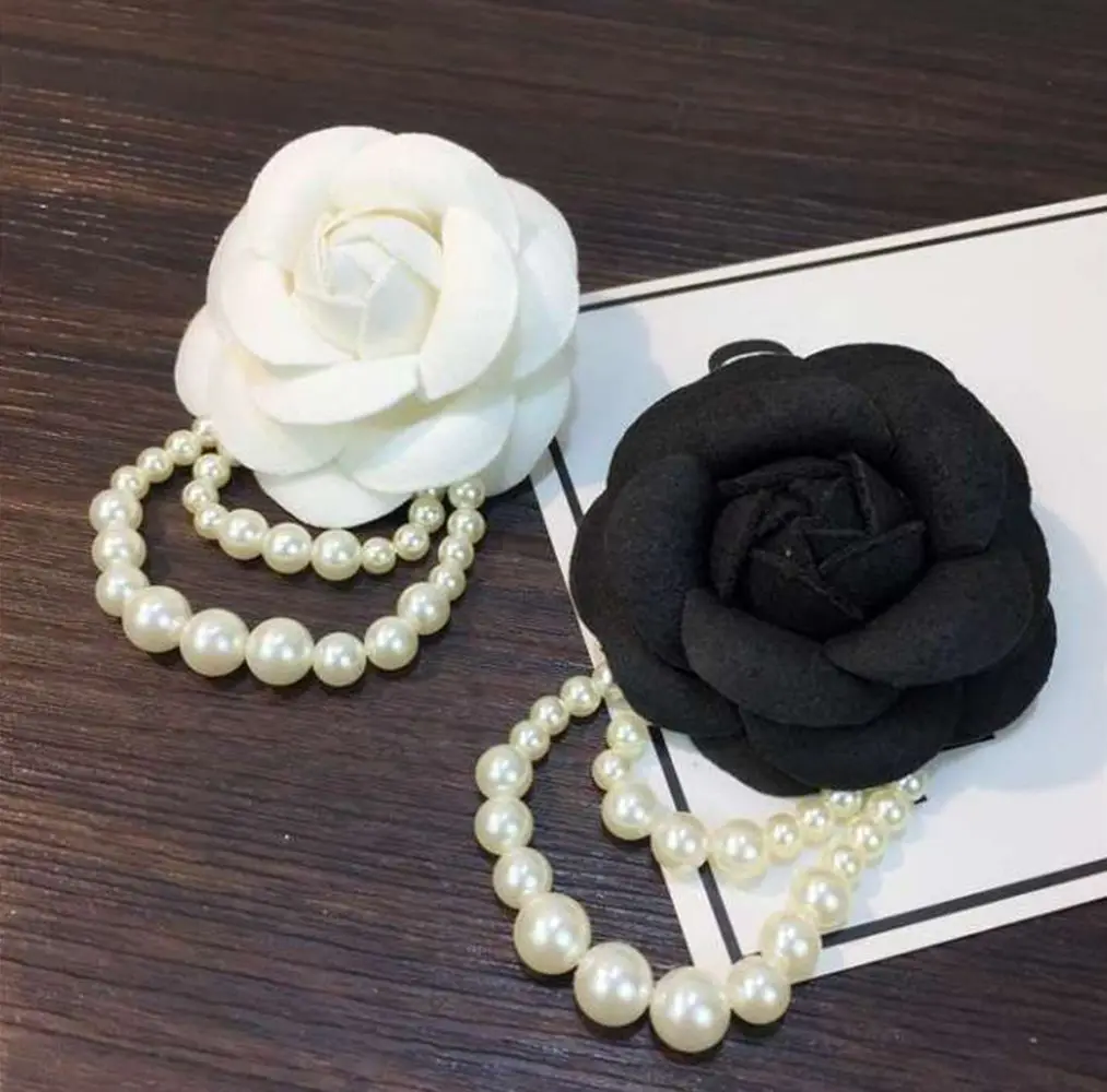 Chanel Vintage Black Silk Flower Camelia Camellia Brooch Pin at 1stDibs