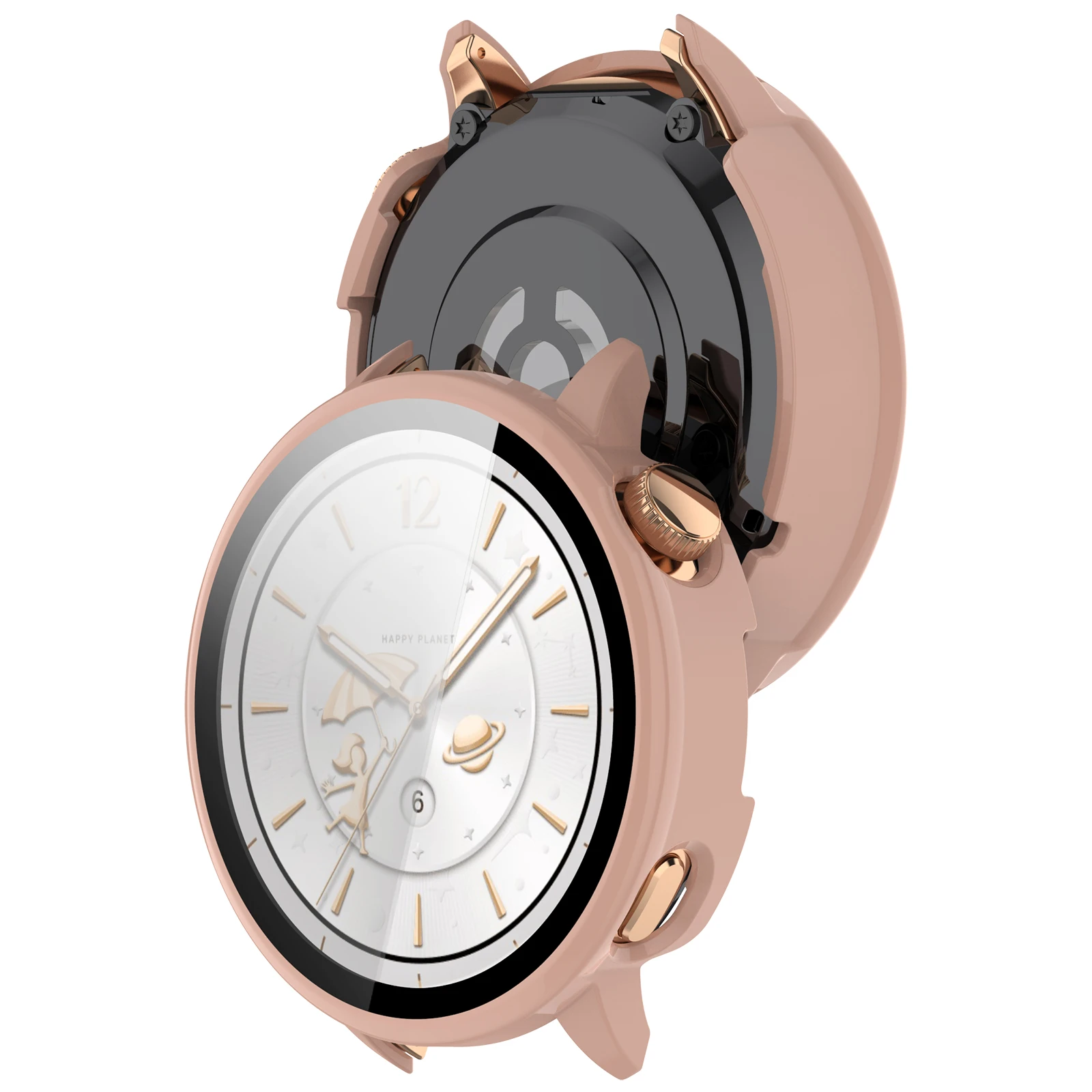 PC Case with Tempered Glass for Smart Watch - All-around Bumper Protective Cover and Accessories