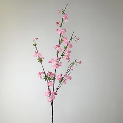 Lifelike Silk Peach Blossom Artificial Cherry Blossoms (Deep Pink)