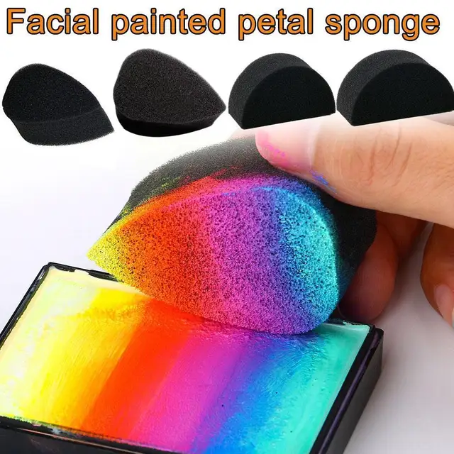 Wholesale Halloween Makeup Beauty Custom Shape Square Face Black Sponge Painting Yellow Facial T5I2