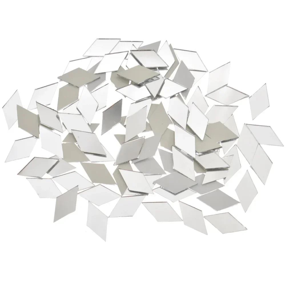 Wall sticker mirror wall sticker acrylic mosaic tiles sticker DIY craft diamond shape mirror sticker Acrylic mirror mosaic tile Self adhesive art wall door decoration 100pcs