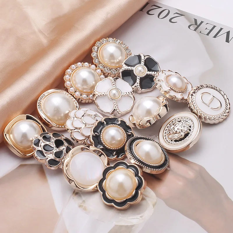 

New Electroplated Button Small Fragrant Round Cardigan Sweater Coat Windbreaker Pearl Button Diy Clothing Sewing Accessories