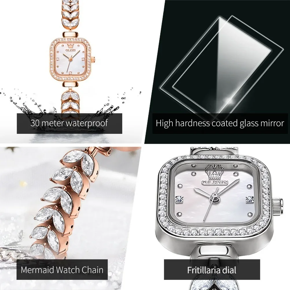 OLEVS 9987 Quartz Fashion Watch Square dial Stainless Steel 4