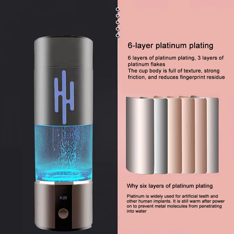 6000PPB h2 portable h2 rich hydrogen water bottle  rich hydrogen cup water generator