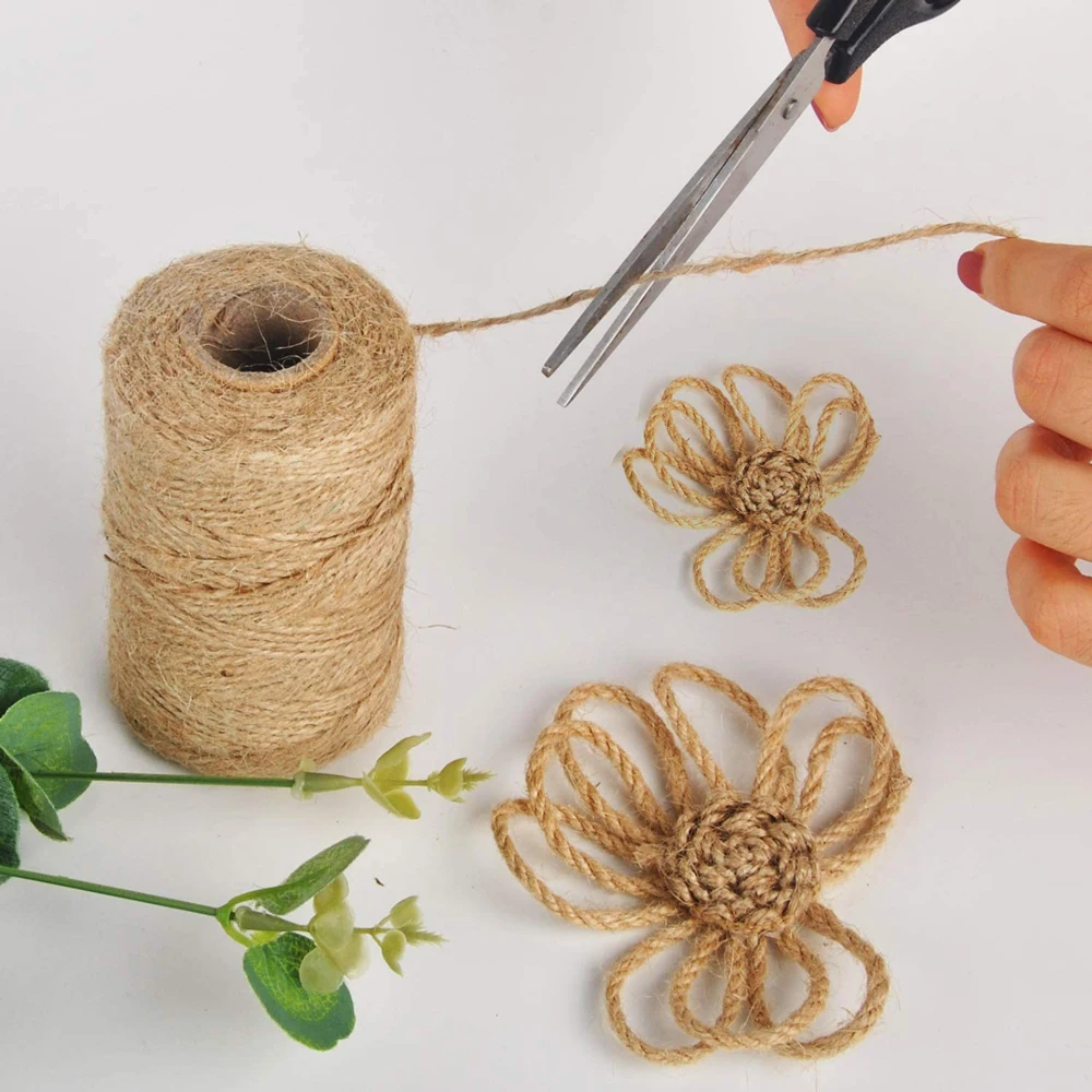 100M/lot 2MM Natural Jute Rope Twine Braided Cord String Arts Crafts Gift Wrapping Christmas Wedding Decor