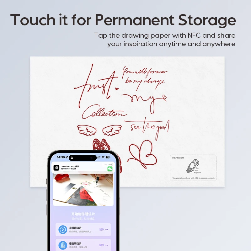 즉시 공유 기능을 갖춘 NFC 아트 용지 ? 그리기, 인쇄 및 텍스트 업로드를 위한 고품질 질감