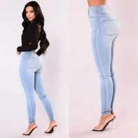 Sexy Jeans Women Denim Skinny Pants High Waist Stretch Lady Jeans Push Up Leggings Slim Pockets Button Pencil Jeans Women Pants