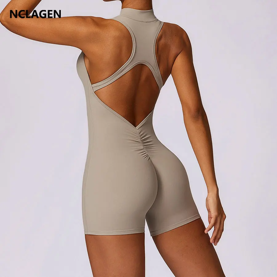Women's Backless Zipper Yoga Jumpsuit 1