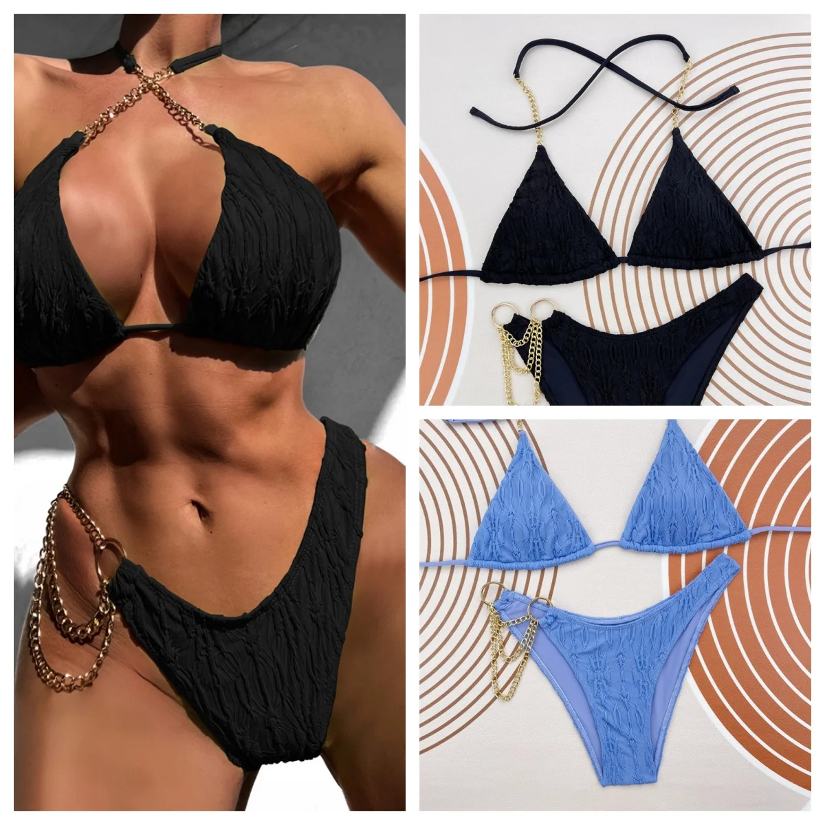 

new Bandeau Sexy Swimwear Women Low Waist swimsuit Cross Push Up Padded bikini set beach suit Triangle Monokini bikinis