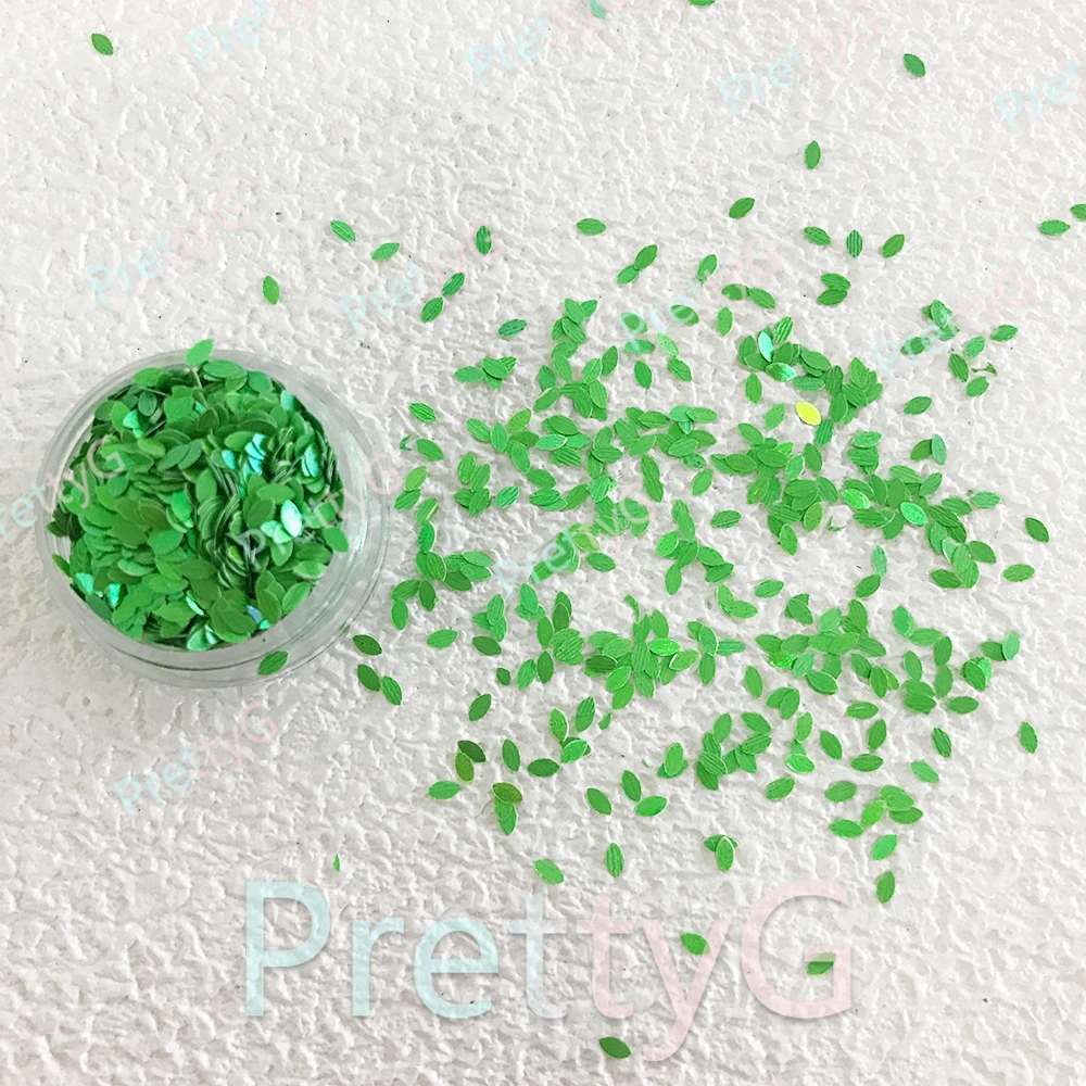 PrettyG 1 상자 잎 모양 반짝이 홀로그램 아이 라이스 글리터 스팽글 DIY 만들기 아트 공예 네일 장식 액세서리