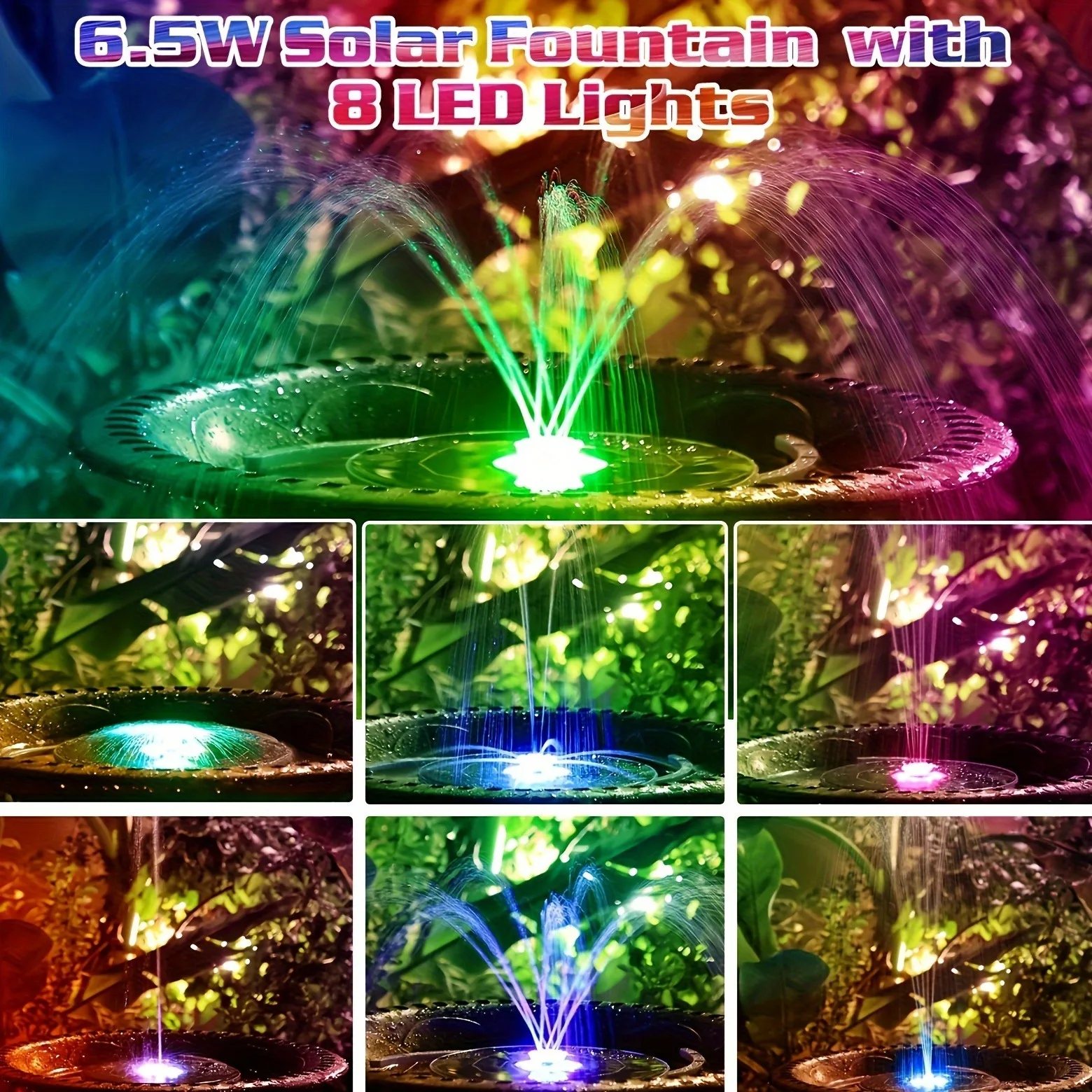 Indoor and outdoor 6.5w solar fountain 6