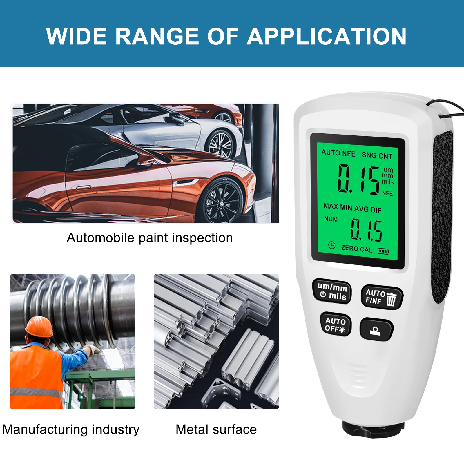 Car Paint Coating Thickness Gauge Electroplate Metal Coating Thickness Tester HW-300 0-2000UM Fe and NFe Film Automatical Tester paint coating meter,paint thickness gauge,thickness gauge