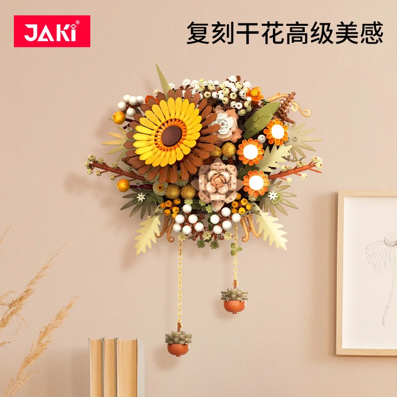 Jaki New Wall-Mounted Eternal Flower Building Blocks, Assembly Nordic Art Wall Hanging Flowers Bricks For Gifts Decorazioni Per La Casa