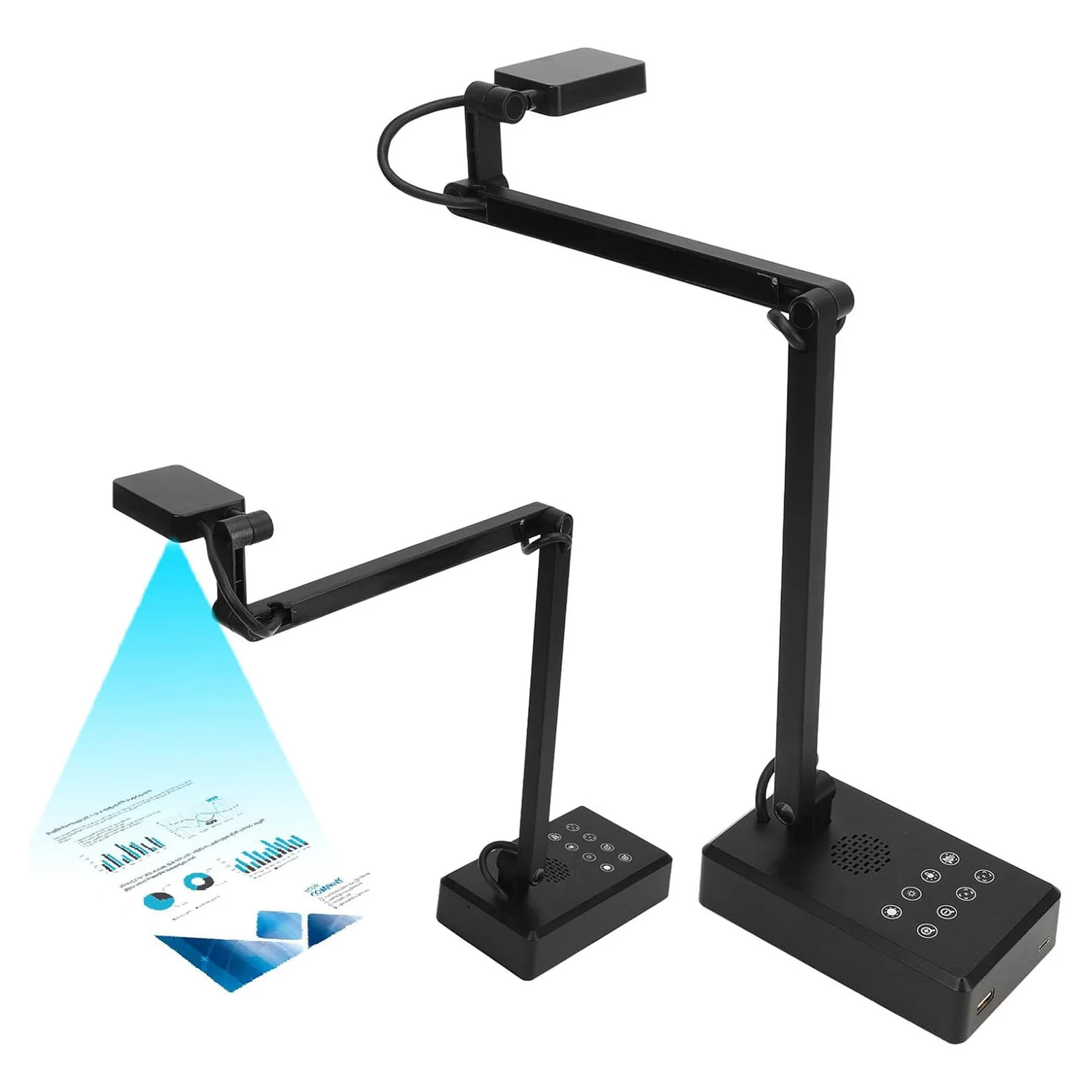 4K USB Document Camera Scanner 16MP Webcam LED Light Mic 30fps Auto Focus for Live Web Conferencing Remote Teaching