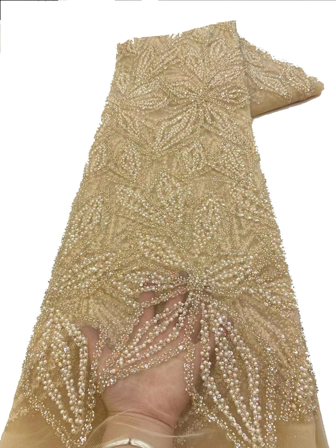 

New exquisite bubble bead sequin tube lace mesh, high-end European and American fashion style lace evening dress/5y