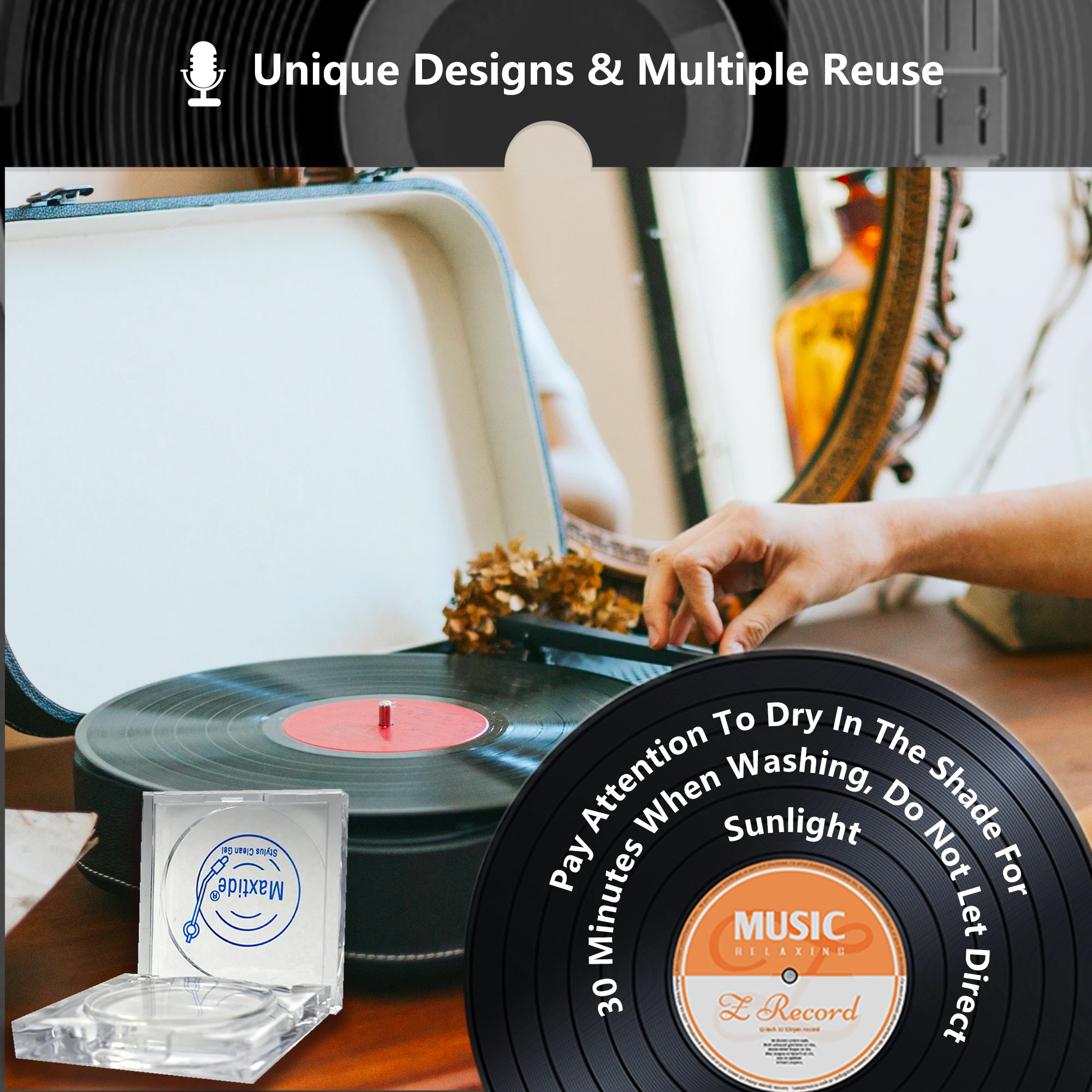 LP Record Cleaner Self-adhesive Turntable Stylus Cleaning Gel Vinyl Record Needle Cleaner,phonograph needle supplies