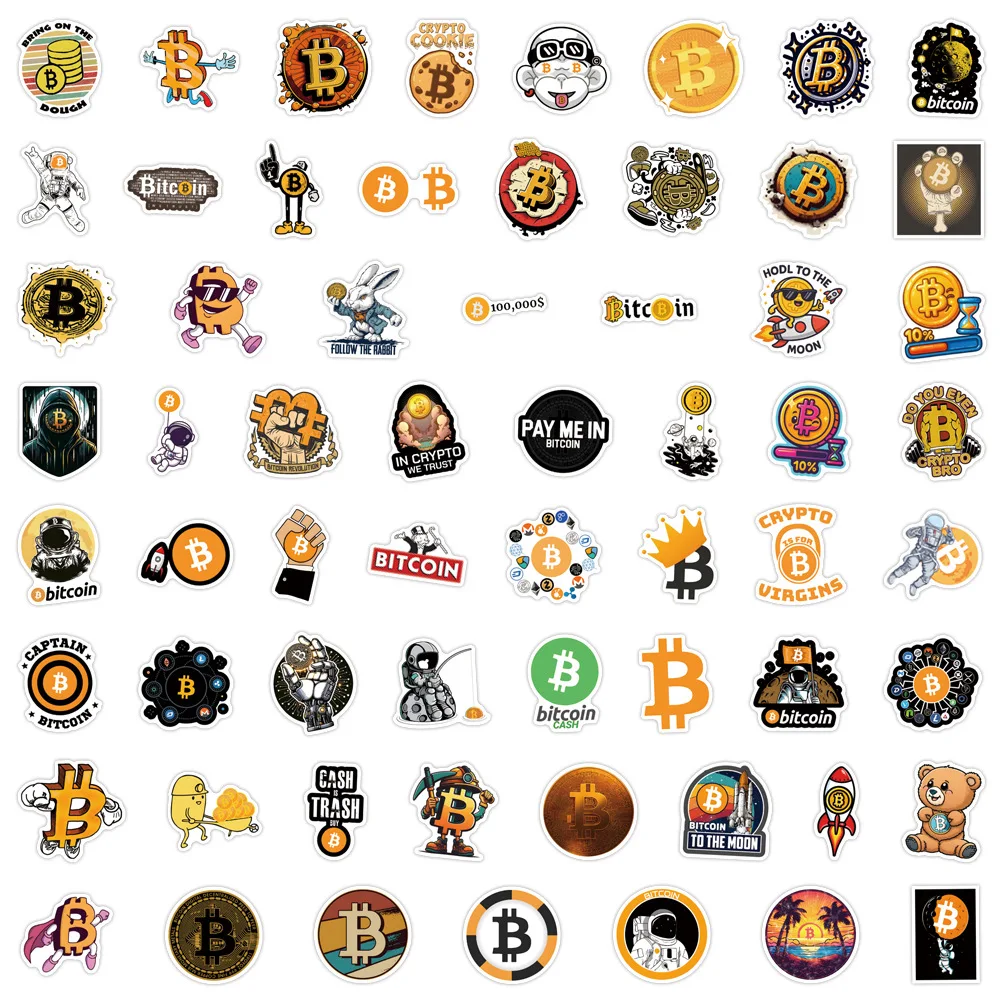60PCS Bitcoin Digital Virtual Currency Waterproof Cartoon Stickers  Decoration Notebook Mobile Guitar Water Cup Suitcase Graffiti - AliExpress