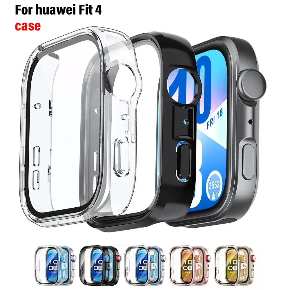 Premium All-Around PC Bumper with Tempered Glass for Huawei Watch Fit 4 - Screen Protector Case