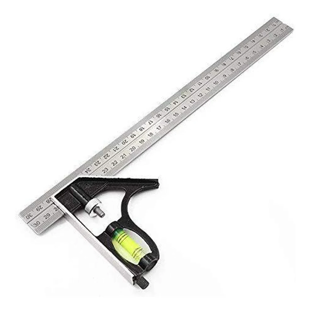 3 In 1 Square Angle Ruler Set Engineer Adjustable Combination Spirit Level Ruler Combination Protractor Measuring Tool Set 300mm 3