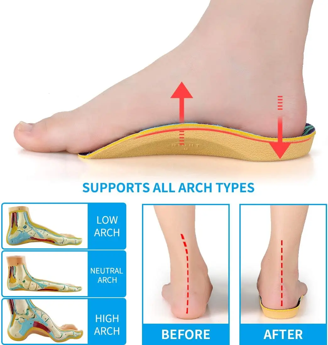 Valsole 3/4 Length Plantar Fasciitis Arch Support Shoe Inserts Insole Best Original Orthotics For Flat Feet Over Women And Men