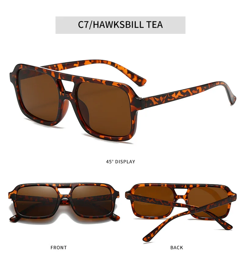 BOYSEEN Retro-Sonnenbrille mit Schildpattrahmen, quadratisch, orangefarbene Strandsonnenbrille für Herren, UV400 – Detail 13