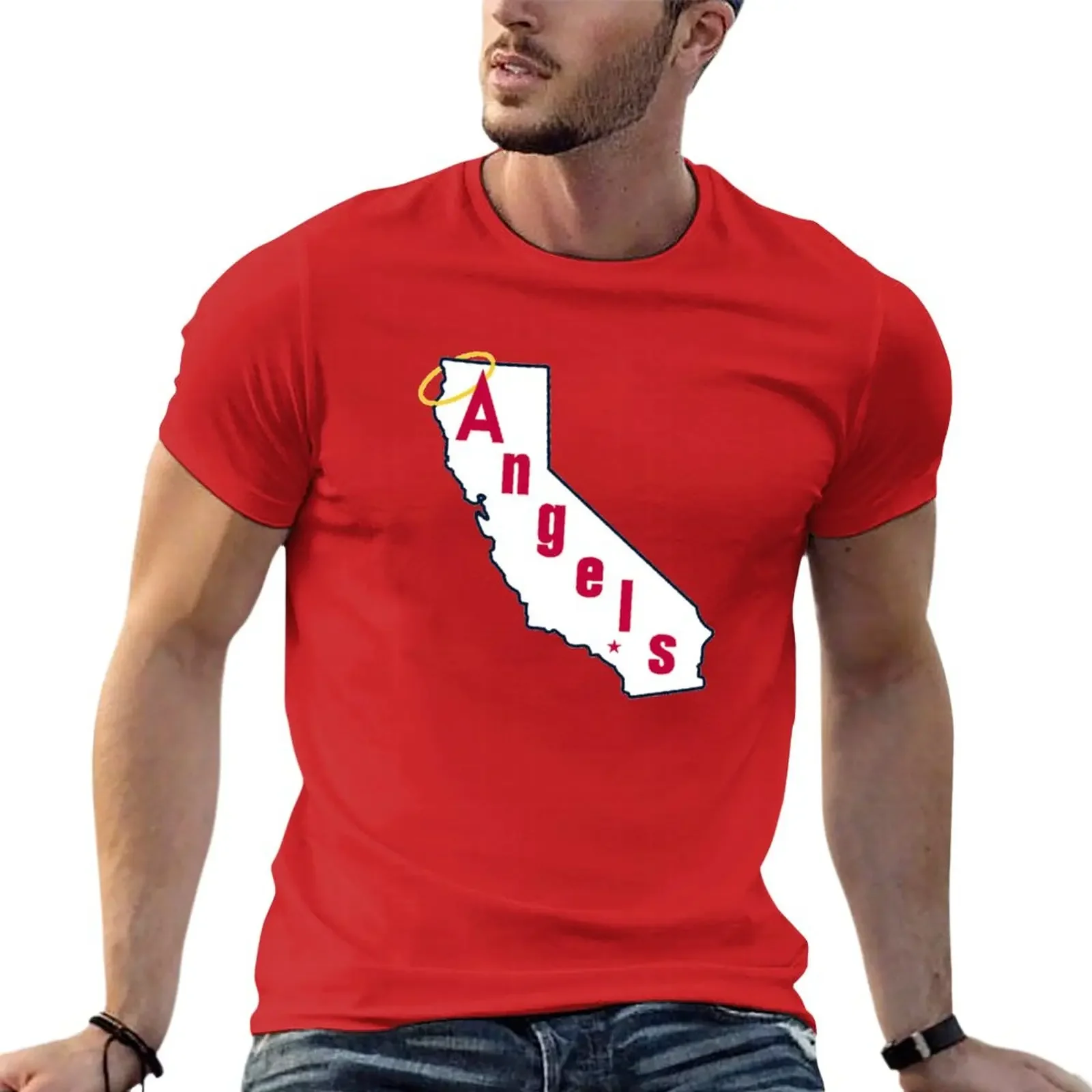 

Throwback California Angels Baseball Logo T-Shirt blacks oversizeds customs design your own summer tops mens t shirts pack