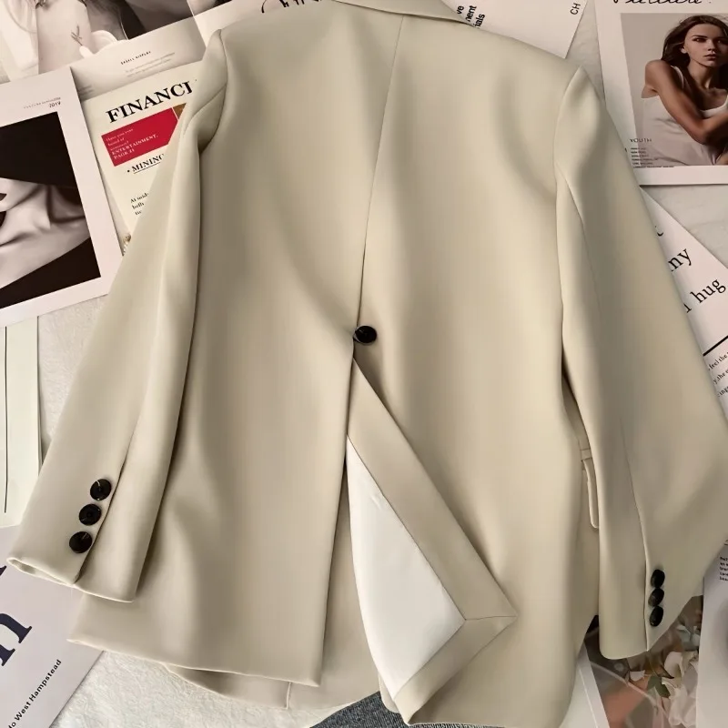 Korean Chic Black Blazer Office Lady High-end Brand Women Clothing Suits Spring Autumn Jacket Single-breasted Coats Long Sleeve office lady blazer solid color loose spring autumn long sleeve lapel pockets suits coat for office lady blazer suits