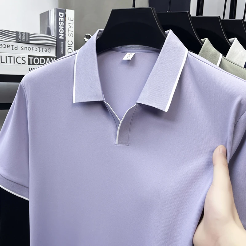 Herren Kurzarm Poloshirts Klassische Passform Lässige T-Shirts mit Kragen Weiche Bequeme Modische Oberteile für Männer Geeignet für Golf und Business – Detail 14