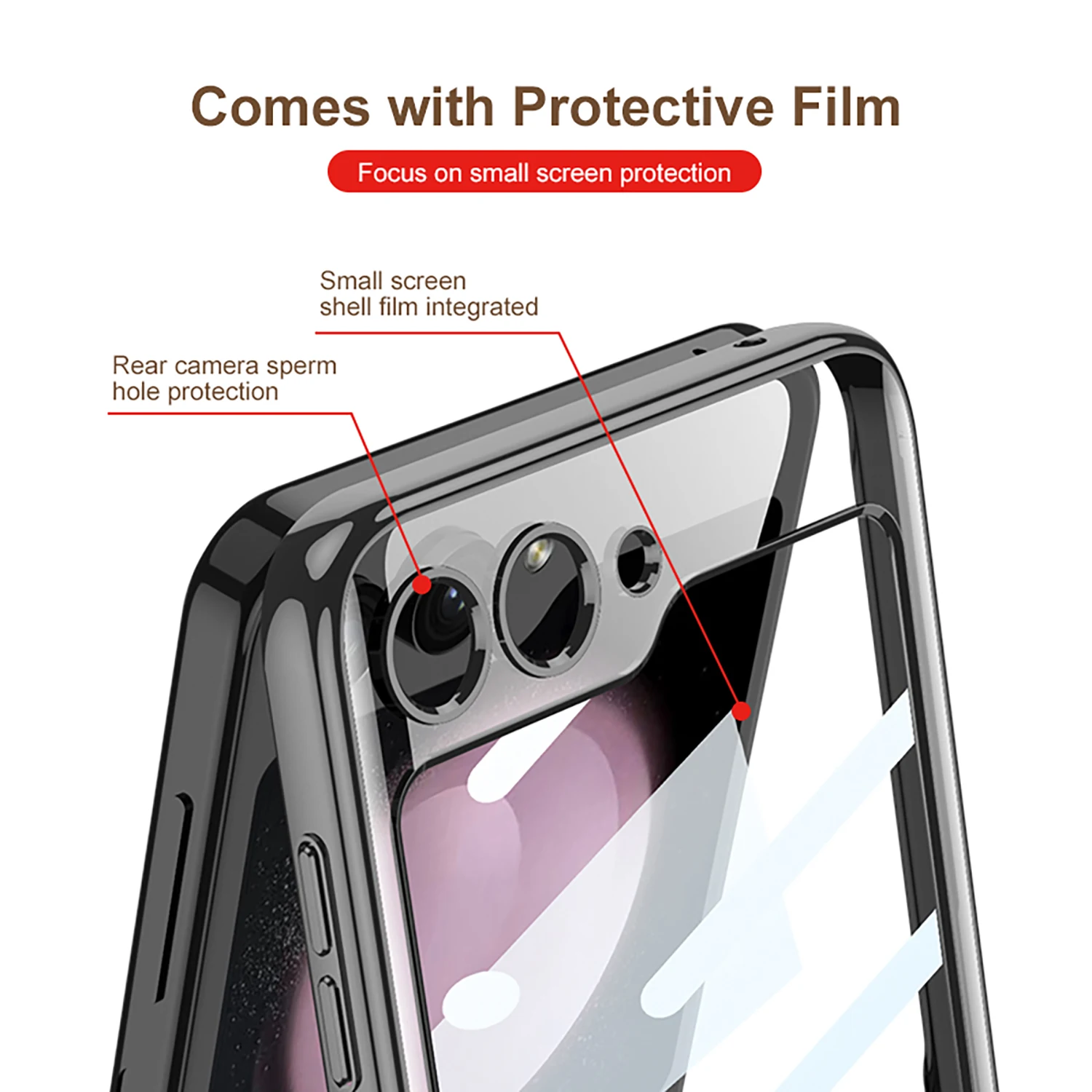 For Samsung Galaxy Z Flip 5 Case Electroplating Transparent Magnetic Folding Hinge Ring Bracket With Mirror Film Shockproof Case 5