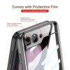For Samsung Galaxy Z Flip 5 Case Electroplating Transparent Magnetic Folding Hinge Ring Bracket With Mirror Film Shockproof Case 5