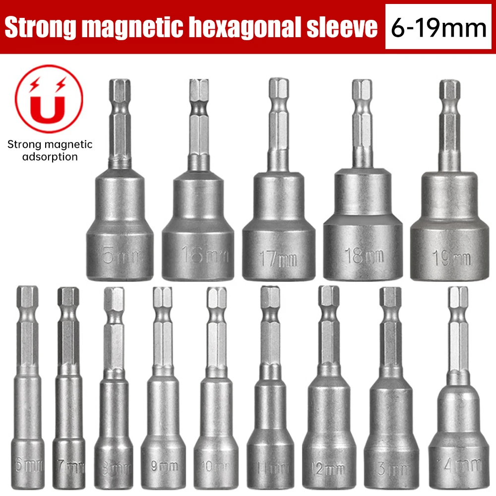 Magnetic Impact Socket Nut Screwdriver 1/4 Hex Key Set Drill Bit Adapter for Power Drills