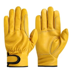 Premium Cowhide Leather Work and Safety Gloves - Wear-resistant Protection - XXL (Yellow)