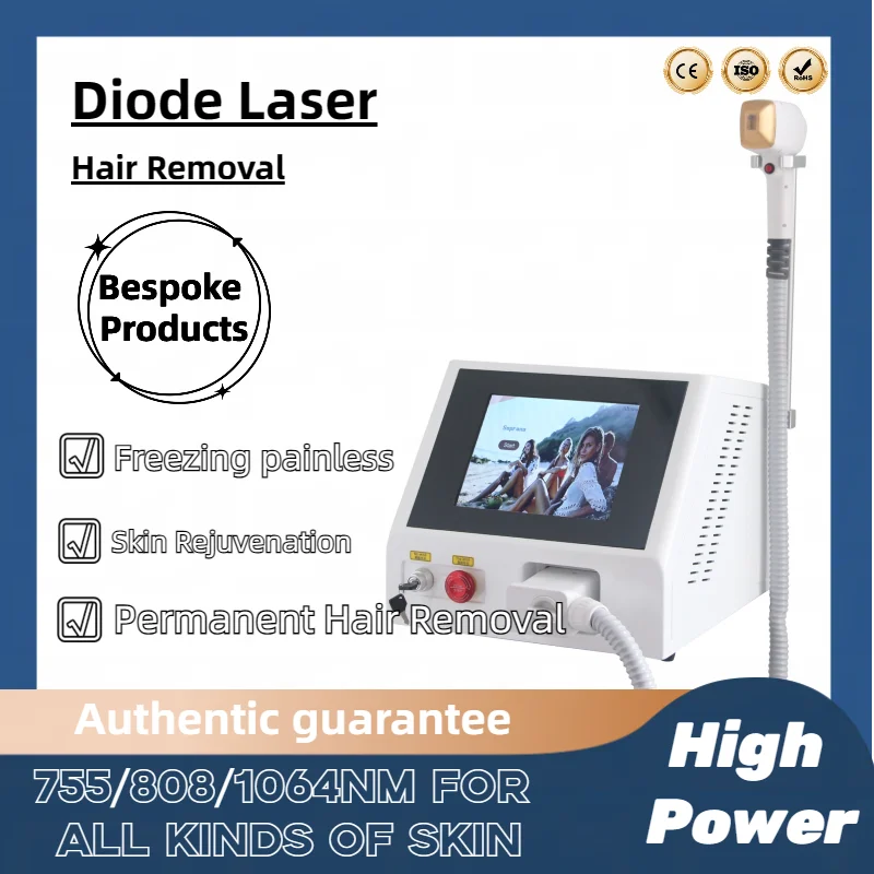 

Portable Hair Removal Machine 808 Diode Laser Hair Removal Machine Designed for Beauty Salon 3 waves 755 808 1064nm