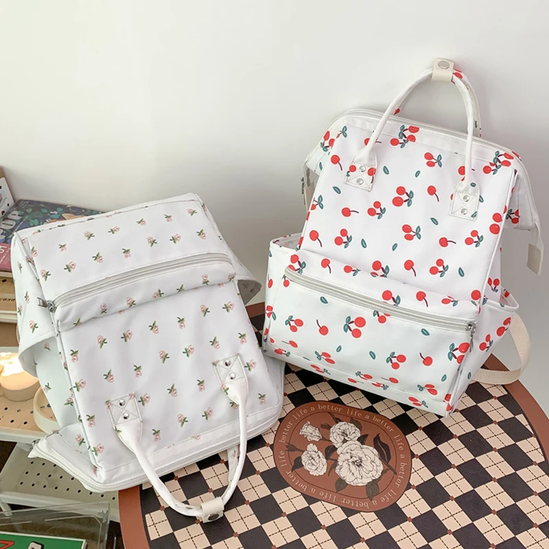 Cherry Printing Woman Backpack 2023 New Cute Schoolbag Student Book School Bag For Teenage Girls Boys High Quality Rucksack 3