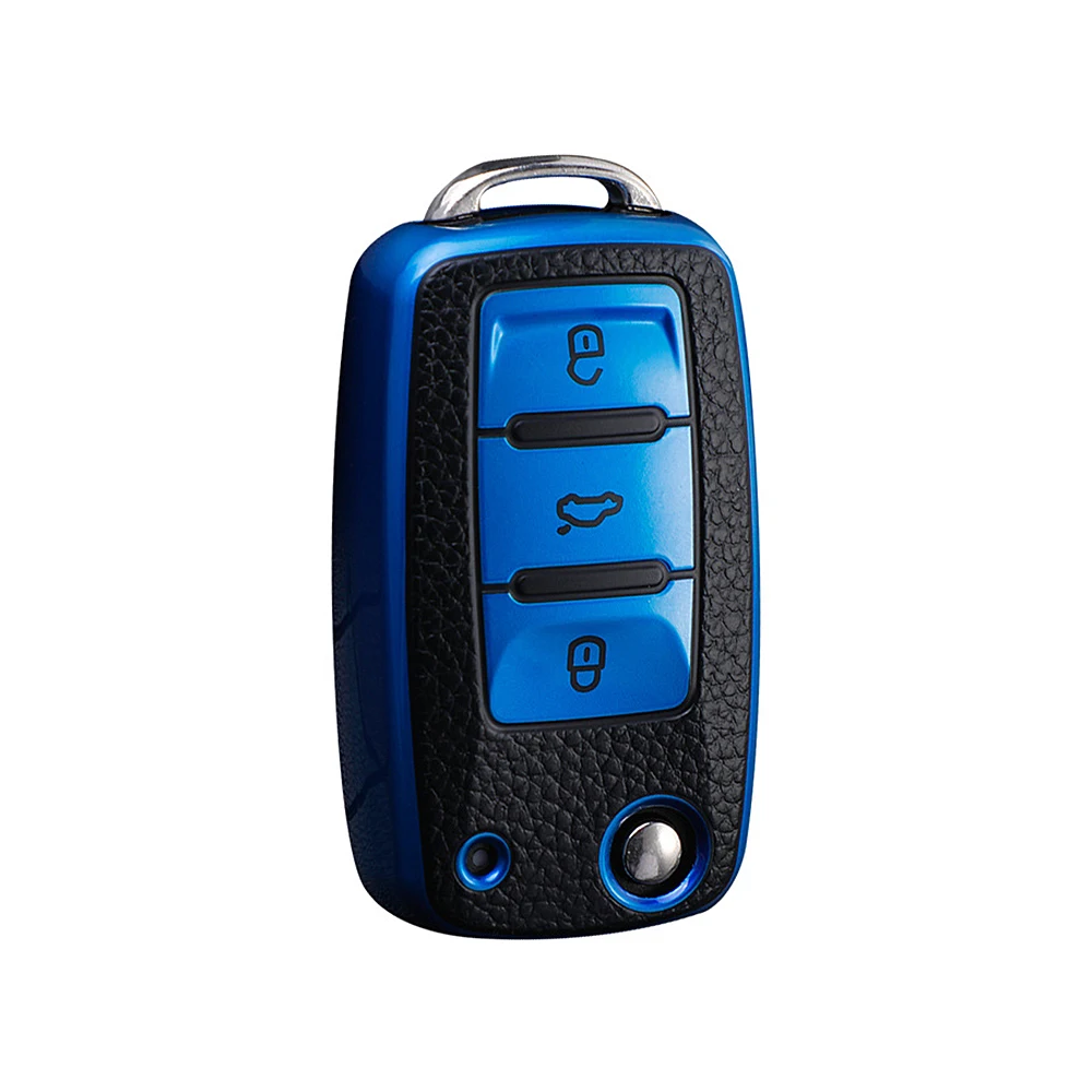 Car Key Case Leather TPU Car Key Case Keys Cover Protection Shell Bag For Volkswagen VW Polo Golf Passat Tiguan Beetle Caddy T5 Up Eos Skoda