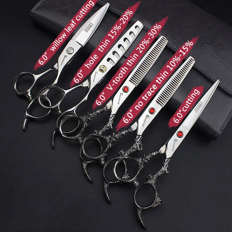 6 Zoll 7 Zoll Friseurscheren Professionelle Japanische 440C Stahl Haarschneidescheren Rein Schwarze Haarausdünnungs- und Schneidewerkzeuge – Detail 25