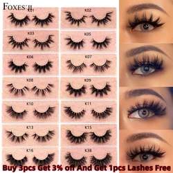 FOXESJI Mink Lashes Eyelashes Fluffy Natural Soft Cross False Eyelashes Eyelash Extension Volume 3D Mink Lashes Eyelashes Makeup